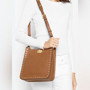Michael Kors Sullivan Studded Crossbody Messenger Bag Brown
